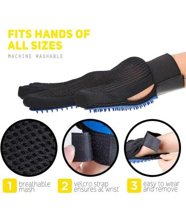 EJG Pet Grooming Gloves with Hair Removal Brush - Deshedding and Dematting Tool for Dogs, Cats, and Horses - Long & Short Fur - 1 Pair - Buy Online on GoSupps.com