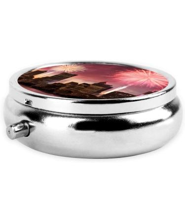 Shop Las Vegas Sunset Mini Round Pill Box | 3 Compartment Travel Organizer | Portable Medicine Case for Home & Office - Buy Online on GoSupps.com