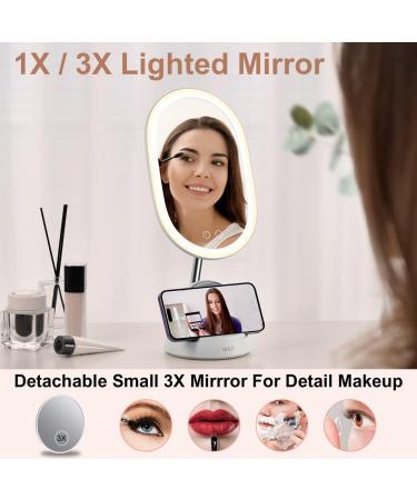 WILIT Vanity Mirror with Lights - LED Lighted Makeup Mirror with Magnifying Mirror 8.27 Inch - Dimmable Lighting & Wireless Charger - Buy Online on GoSupps.com