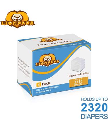 4 Pack Lionpapa Refills for Dekor Plus Diaper Pails - Compatible and Durable - Buy Online on GoSupps.com
