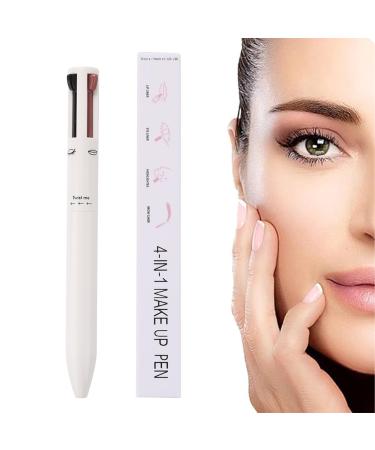 4 in 1 Makeup Portable Waterproof Makeup Pencil - Contour for Women for Travel Comes with Eyeliner Brow Lipliner and Highlighter White