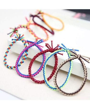 20pcs Braided Stretch Hair Ties - Ponytail Holders for Girls (Random Color) | International Shipping - Buy Online on GoSupps.com