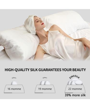 ZIMASILK 22 Momme 100% Mulberry Silk Sleep Cap for Women - Ivory Silk Hair Wrap for Sleeping - Elastic Stay On Head - Classic Pleated Silk Bonnet - One Size - Buy Online on GoSupps.com