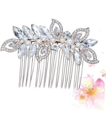 Ipetboom Silver Hair Clip Pearl Hair Comb Gold Headpiece Wedding Hair Combs Bridal Headdress Bridal Comb Wedding Hair Accessory Hair Combs for Pearl Hair Barrettes Bride Rose Accessories - Buy Online on GoSupps.com