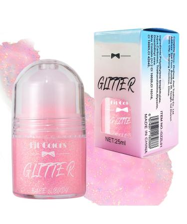 Jiounie Roll-on Roll On Glitter Gel Body Face Hair 25ml Pink