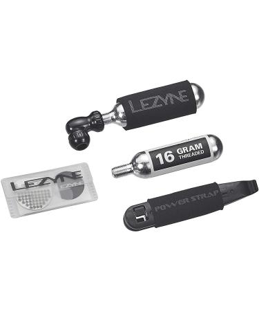 Lezyne CO2 Repair Kit for Road, Gravel, Mountain Bikes, Threaded 16g Cartridges, CO2 Inflator, Flat Kit