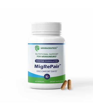 MigRePair | Doctor Formulated Natural Herbal Supplement for Migraine Relief Needs | Supports Relief During Migraine Discomfort (Ictal Phase) 1 Count (Pack of 1)