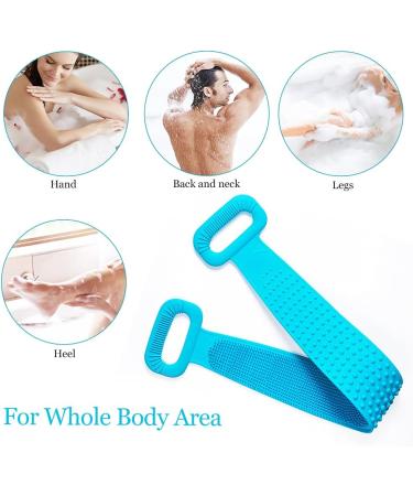 Inmorven 35.5 Silicone Back Scrubber Shower Brush for Men and Women - Long Lasting Exfoliating Body Brush (Blue) - Buy Online on GoSupps.com