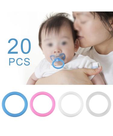 20 Pack O-Rings Baby Pacifier Clips - Safe & Durable Silicone Pacifier Chain Holders (2.5 cm Transparent) - International Shipping - Buy Online on GoSupps.com