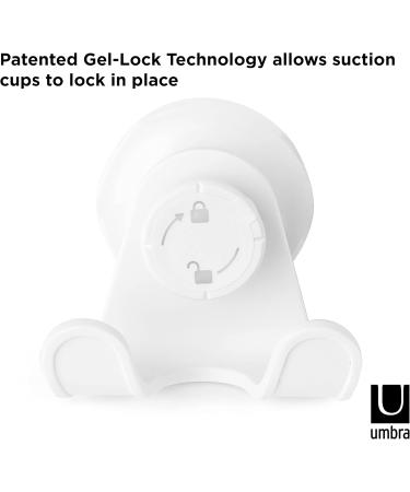 Umbra Flex Double Shower Hook - Gel Closure Technology Rust-Free Easy Installation for Luffa Brush Washcloth & Razors | White - Buy Online on GoSupps.com