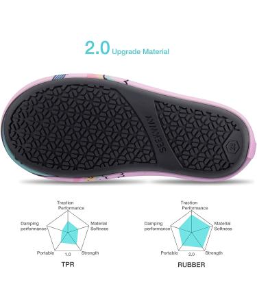 SEEKWAY Kids Water Shoes - Quick Dry Aqua Socks for Boys and Girls | Non-Slip, Perfect for Outdoor Sports, Pool, Swim, Beach | Size 5-6 Toddler | Rainbow Whale Design - Buy Online on GoSupps.com