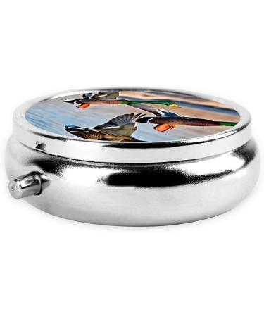 Shop Mallard Ducks Mini Round Pill Box - 3 Compartment Portable Pill Organizer for Travel Home & Office - Buy Online on GoSupps.com