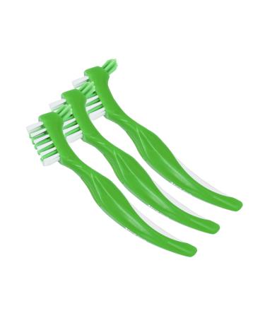 TCS Fresh Dental Appliance Cleaning Soft Bristle Toothbrush with Ergonomic Handle 3 Pack - Denture Cleaner Brush for Retainers Mouth Guards and Flexible Partials (3 Toothbrushes)