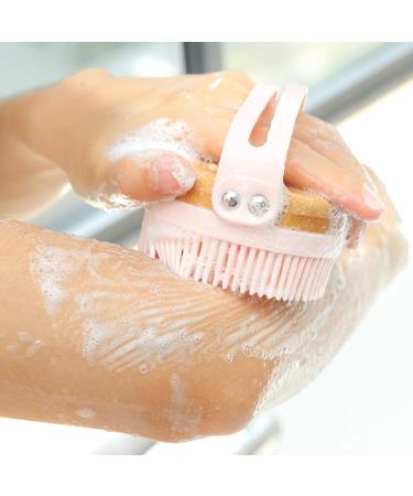 AEIOU Bamboo Back Scrubber & Soft Body Brush for Shower - Pink | Cellulite Treatment & Lymphatic Drainage - Buy Online on GoSupps.com