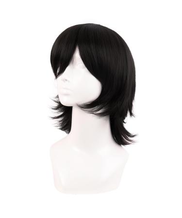 MapofBeauty 14 Short Anime Wig with Bangs & Wolf Tail - Black Cosplay Synthetic Hair for Parties - International Shipping Available - Buy Online on GoSupps.com