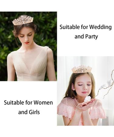 Didder Crystal Tiara - Gold Princess Crown for Women & Girls | Rhinestone Bridal Hair Accessories for Wedding, Prom & Parties - Buy Online on GoSupps.com
