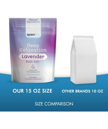 epsmRx Deep Relaxation Bath Salt 15 Oz - Lavender Essential Oil Epsom Salt Bath Soak - 15 Ounce Pack - Buy Online on GoSupps.com