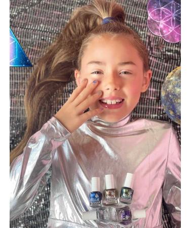 Miss Nella Space and Beyond Nail Polish Set - 3 Kids' Peel-Off Water-Based Colors: Gold Siber Galactic Violet - Odorless & Safe for Children - Buy Online on GoSupps.com
