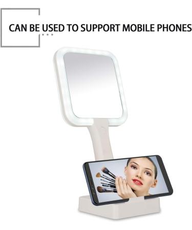 Handheld LED Vanity Makeup Mirror with 3 Lighting Modes - 44 LED Double-Sided 1X/5X Magnification - High-Definition Beauty Lighting - Perfect Gift for Girls (White) - Buy Online on GoSupps.com