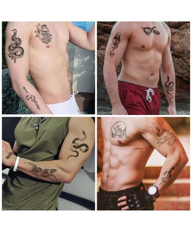 Snake Temporary Tattoo 6 Sheets - Tribal Serpent Mamba Black Roses Spider Web Sword - Party Favors Body Art for Men & Women - Halloween - Buy Online on GoSupps.com