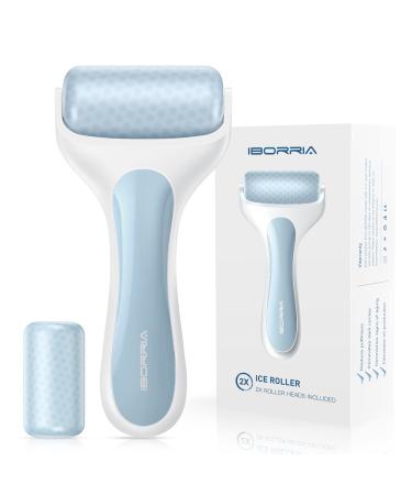 Ice roller for the face of IBORRIA Ice Face Roller with 2x roller heads for long -lasting cold ICE scooters for face & eyes swelling face massager scooter for migraines (blue)