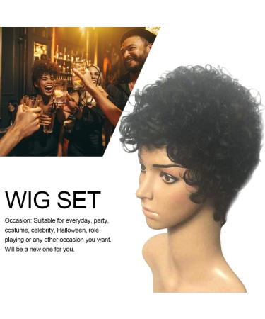 Buy Funnyfeng Confusing Curly Wigs Real Brazilian Virgin Hair Wigs for Black Women | Short Lace-Free Perfect for Parties & Prom - Buy Online on GoSupps.com