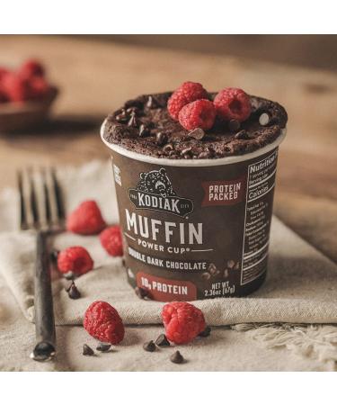 Kodiak Cakes Double Dark Chocolate Minute Muffins - Pack of 12 Power Cup High Protein On-the-Go Breakfast - 100% Whole Grain, Just Add Water (2.36 oz each) - Buy Online on GoSupps.com