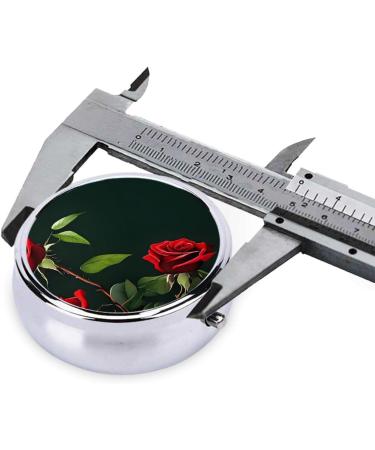Red Roses Round Pill Box | 3 Compartment Mini Decorative Travel Organizer for Vitamins & Medications - Buy Online on GoSupps.com