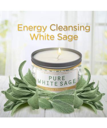 Purification & Chakra Healing White Sage Smudge Candle | Banish Negative Energy | Natural Soy Wax Tin Candle - Buy Online on GoSupps.com
