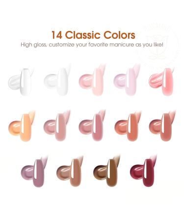 ROSALIND Poly Nail Gel Kit 14 Colors + 72 Nail Art Accessories | Clear & Nude Poly Nails Starter Set with Mini UV Lamp - Buy Online on GoSupps.com