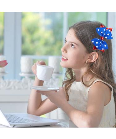 Independence Day Glitter Hair Clips 2pcs for Girls & Women - Stars and Stripes Hair Bows for Fourth of July & Memorial Day - Buy Online on GoSupps.com