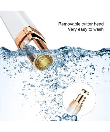 Portable Facial Hair Remover for Women - Painless Electric Shaver and Trimmer with Built-in Light and Replacement Head - White - Buy Online on GoSupps.com