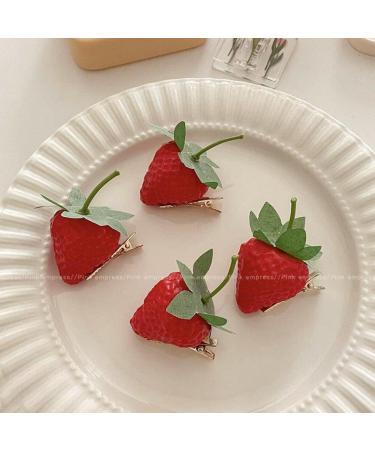 4pcs/set Cute Strawberry Hairpins Resin Headwear Hair Accessories Fruit Hair Clips Sweet Hair Barrettes Headdress Jewelry - Buy Online on GoSupps.com