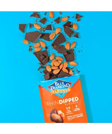 Blue Diamond Almonds Dark Chocolate Sea Salt Caramel Thin Dipped Covered Natural Almonds 4oz (Pack of 2) Bundle With a Snack Scout Lunch Bag - Buy Online on GoSupps.com