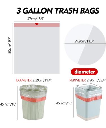 Pekky 3 Gallon Small Drawstring Trash Bags Clear Garbage Bags(120 Counts) - Buy Online on GoSupps.com