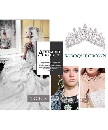Tgirls Baroque Bridal Wedding Crown Princess Tiara Rhinestone Headband - Silver - Buy Online on GoSupps.com