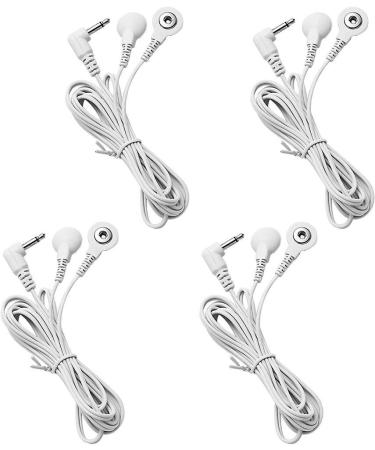4 Pieces Replacement TENS Lead Wires 2.5mm Plug to 3.5 mm Snap Replace Cable Lead Wires for TENS Muscle Nerve Stimulators