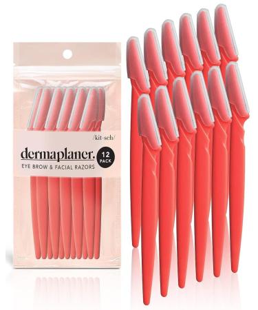 Kitsch Dermaplaning Tool - Face Razors for Women |Eyebrow Razor & Face Shaver for Women |Facial Hair Removal for Women |Dermaplane Razor for Women Face 12 PC (Coral) - Buy Online on GoSupps.com