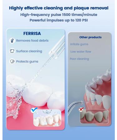 FERRISA Portable Cordless Water Flosser - Rechargeable Waterproof Travel-Friendly Dental Care with 4 Modes & 4 Heads - Buy Online on GoSupps.com
