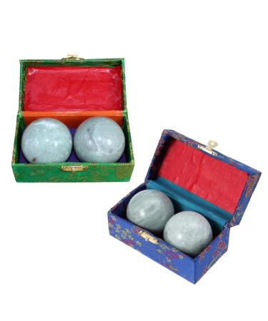 Homsfou 2 Stk Chinese stone ball Fitness muscle relax natural massage balls massage ball bale Ball Stress marble ball healthcare massage ball China in medium-age medium green