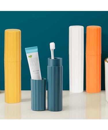 Zimoer Travel Toothbrush Cup Set | Portable Blue & Orange Toothpaste Holder for Camping School Business Trips & Home - Buy Online on GoSupps.com