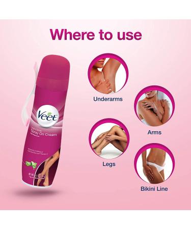 VEET 3 in 1 Hair Removal Cream Spray | Sensitive Formula with Aloe Vera and Vitamin E | Pack of 5 - Buy Online on GoSupps.com