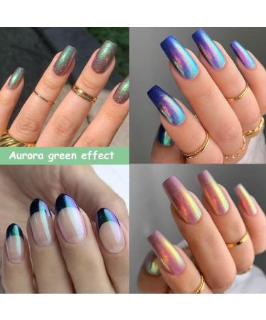 Solid Pearl Aurora Nail Powder Glitter Set - Blue Green Unicorn Chrome Pigment - Mermaid Neon Laser Ice Holographic Magic Manicure - Fairy Dust Nail Art Decoration - Buy Online on GoSupps.com