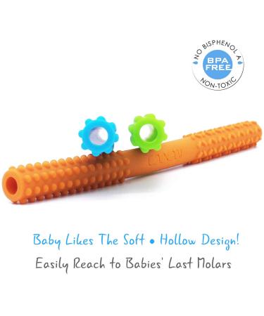 Hollow Teething Tubes 6.8 Soft Silicone Toys for Babies 3-6 Months, BPA Free - Blue+Orange - Buy Online on GoSupps.com