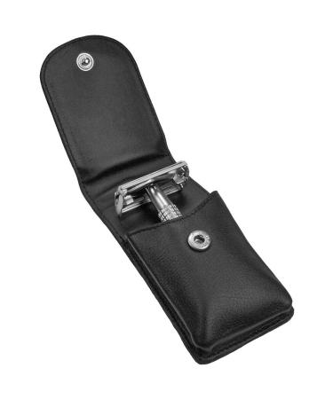 Buy Safety Razor Butterfly Set - 3-Piece Black Chrome with Leather Case & Blades - International Shipping Available - Buy Online on GoSupps.com