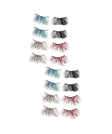 ABOOFAN 8 Pairs Fake Eyelashes Layered Fake Lashes Long Halloween Eyelashes Eyeliner Strip Sticker False Eyelash Halloween Costumes Halloween Party Fake Eyelash 3d Fluffy Cosmetic