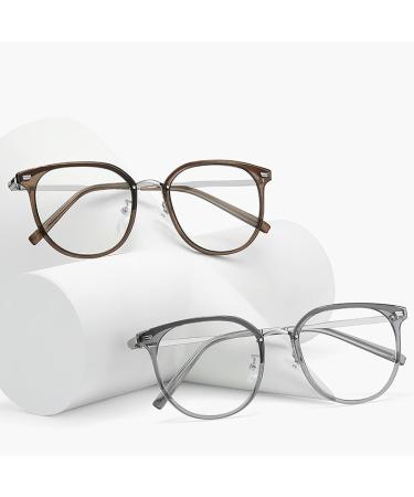 SERONI Round TR90 Blue Light Blocking Glasses for Men & Women | Anti UV Ray Computer & Reading Glasses in Green-Rose Gold - 52mm - Buy Online on GoSupps.com