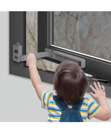 EUDEMON Childproof Window Lock Baby Safety Window Restrictor Easy to Install and Use 3M VHB Adhesive no Tools Need or Drill (Grey)