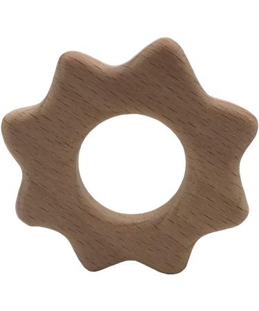 Wendysun 10pcs Cartoon Wood Teether - Natural Animal Sun Shape Baby Teething Beech Teether DIY Pendant Toy - Buy Online on GoSupps.com
