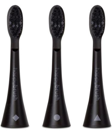 HappyBrush Eco VIBE 3 Sustainable Electric Toothbrush Heads - Allblack 3x3 Pack | Eco-Friendly Oral Care - Buy Online on GoSupps.com